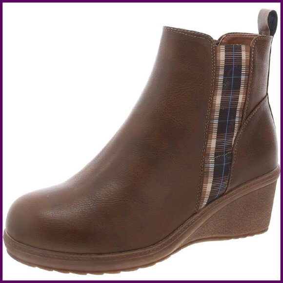 Women's Wedge Ankle Booties Memory Foam Faux Fur Lined Comfort Shoes